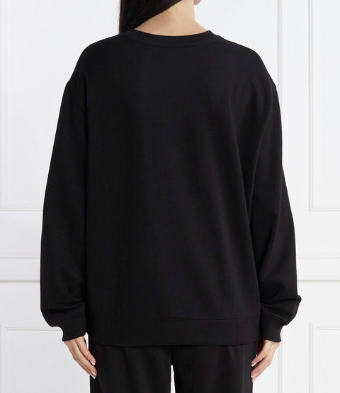 Oversize Crew Neck Fit Black Hugo Sweatshirt with Arabic Logo