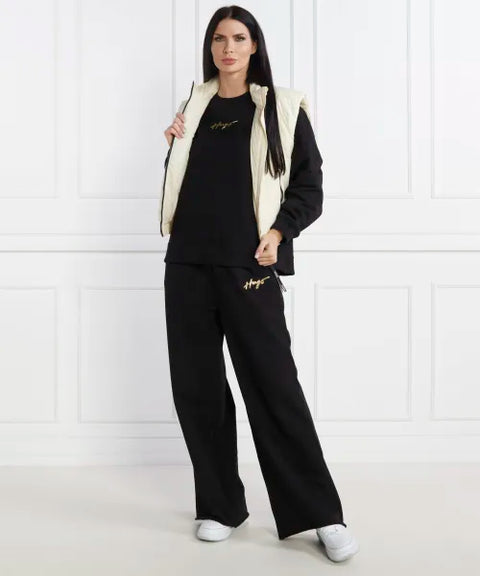 Oversize Crew Neck Fit Black Hugo Sweatshirt with Arabic Logo