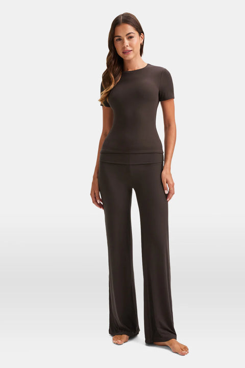 Buttermilk Lounge Short Sleeve T-shirt and Wide Trousers