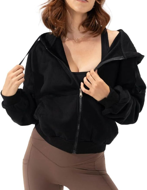 Women's Zip Up Cute Hoodie Oversized Casual Sweatshirt