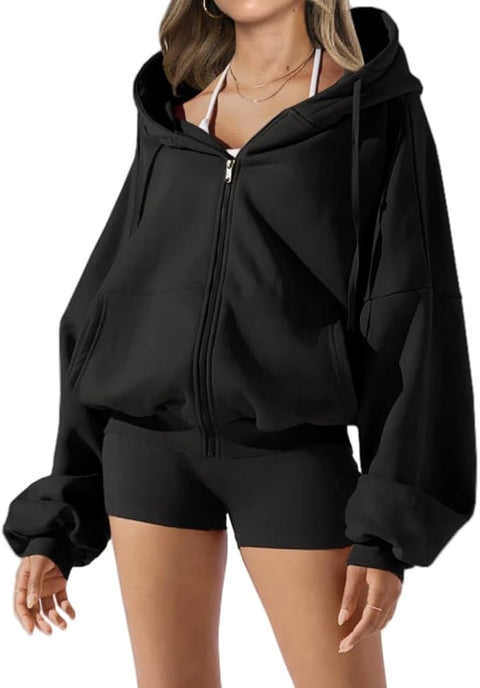 Women's Zip Up Cute Hoodie Oversized Casual Sweatshirt