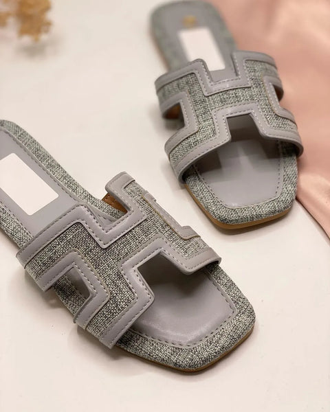 Women Fashion Luxurious Denim Jeans Flat Chappals