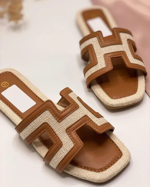 Women Fashion Luxurious Denim Jeans Flat Chappals