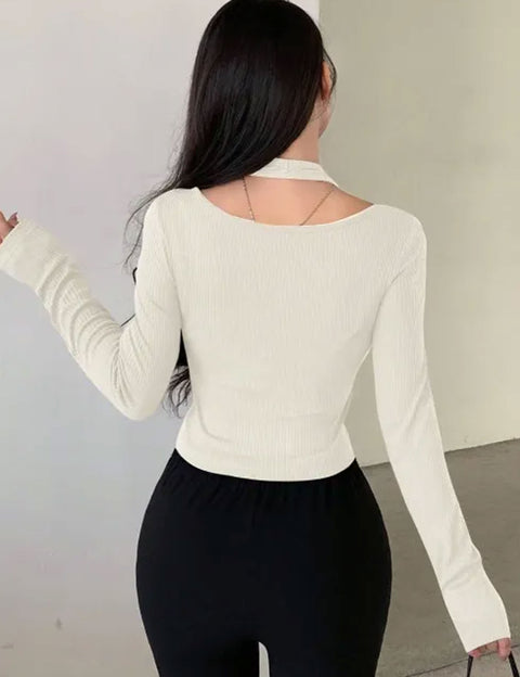 Cross Bandage Slim Fit Cropped T-Shirt