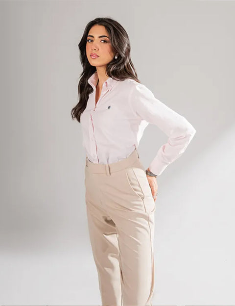 Fitted Pink Oxford Shirt For Women OSDRZ08