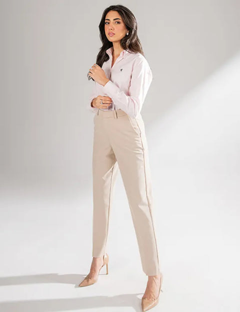 Fitted Pink Oxford Shirt For Women OSDRZ08