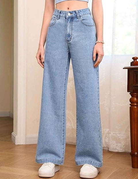 Women Denim Stretchable Wide Leg High Waist