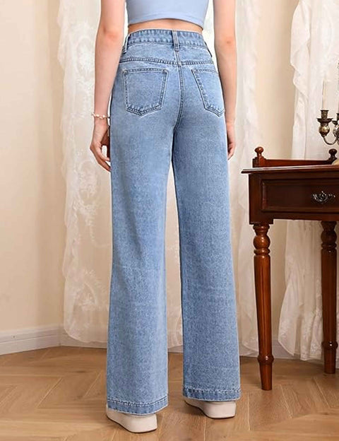 Women Denim Stretchable Wide Leg High Waist