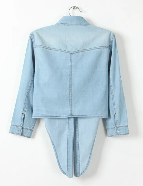 Stylish Denim Crop Top Shirt CSAE06