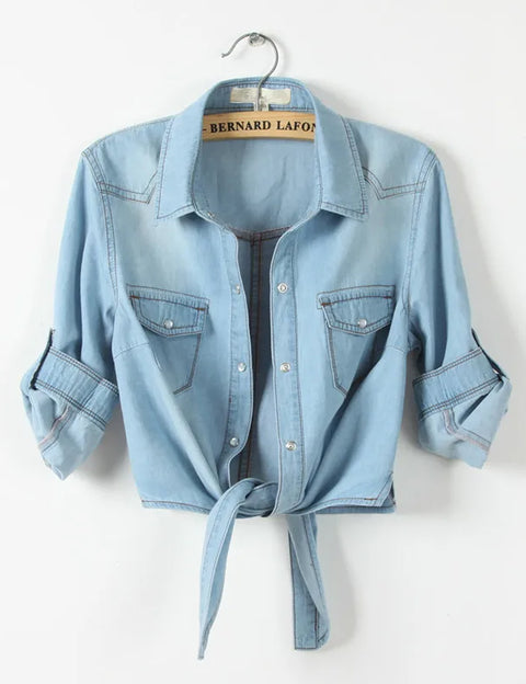 Stylish Denim Crop Top Shirt CSAE06