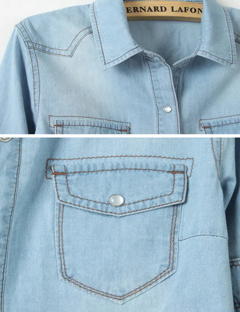Stylish Denim Crop Top Shirt CSAE06