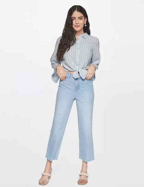 Women Boyfriend High Rise Light Blue Jeans